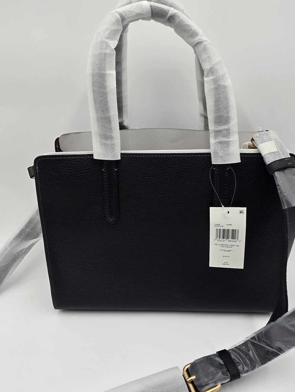 #  Coach Polished Pebble Leather Carter Carryall 28 Black - Picture 8 of 15